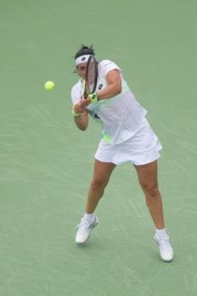 August 15, 2023, Mason, OH, USA: Western and Southern Open Tennis, Mason, OH - Ons Jabeur plays the ball against opponent Anhalina Kalinina in the Western and Southern Open tennis tournament. August 15, 2023 - ZUMA Press Mason USA - ZUMAn24_ 20230815_zaf_n24_040 Copyright: xWallyxNellx