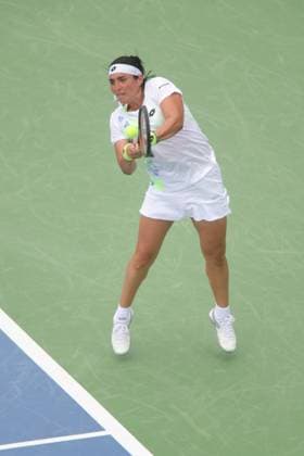 August 15, 2023, Mason, OH, USA: Western and Southern Open Tennis, Mason, OH - Ons Jabeur plays the ball against opponent Anhalina Kalinina in the Western and Southern Open tennis tournament. August 15, 2023 - ZUMA Press Mason USA - ZUMAn24_ 20230815_zaf_n24_037 Copyright: xWallyxNellx