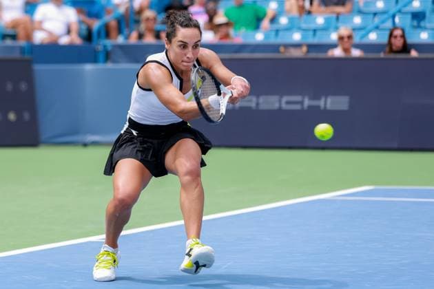 August 16, 2023, Mason, Ohio, USA: Martina Trevisan (ITA) hits a two-handed backhand during WednesdayÃ¢â‚¬â ¢s round of the Western and Southern Open at the Lindner Family Tennis Center, Mason, Oh. Mason USA - ZUMAs304 20230816_zaf_s304_057 Copyright: xScottxStuartx