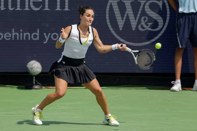 August 16, 2023, Mason, Ohio, USA: Martina Trevisan (ITA) hits a forehand shot during WednesdayÃ¢â‚¬â ¢s round of the Western and Southern Open at the Lindner Family Tennis Center, Mason, Oh. Mason USA - ZUMAs304 20230816_zaf_s304_065 Copyright: xScottxStuartx