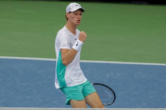 August 16, 2023, Mason, Ohio, USA: Jannik Sinner (ITA) reacts to a shot during WednesdayÃ¢â‚¬â ¢s round of the Western and Southern Open at the Lindner Family Tennis Center, Mason, Oh. Mason USA - ZUMAs304 20230816_zaf_s304_096 Copyright: xScottxStuartx