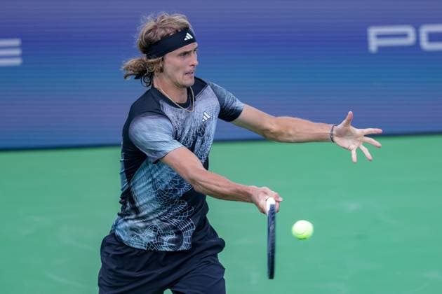 August 17, 2023, Mason, Ohio, USA: Alexander Zverev (GER) hits a forehand shot during ThursdayÃ¢â‚¬â ¢s round of the Western and Southern Open at the Lindner Family Tennis Center, Mason, Oh. Mason USA - ZUMAs304 20230817_zaf_s304_010 Copyright: xScottxStuartx