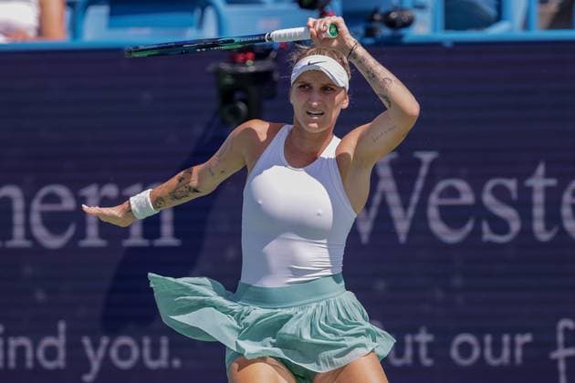 August 17, 2023, Mason, Ohio, USA: Marketa Vondrousove (CZE) in action during ThursdayÃ¢â‚¬â ¢s round of the Western and Southern Open at the Lindner Family Tennis Center, Mason, Oh. Mason USA - ZUMAs304 20230817_zaf_s304_056 Copyright: xScottxStuartx