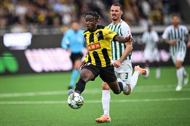 GÖTEBORG 20230817 Häckens Ibrahim Sadiq is chased by Zalgiris Mario Pavelic during Thursdays Europa League qualifier between BK Häcken and FK Zalgiris Vilnius at Bravida Arena GÖTEBORG SVERIGE x9200x  Copyright: xBjörnxLarssonxRosvall TTx EUROPA LEAGUE HÄCKEN-ZALGIRIS