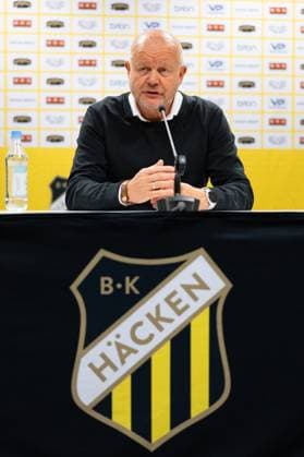 230817 Head coach Per Mathias Hogmo of Häcken during the press conference after the UEFA Europa League qualification match between BK Häcken and Zalgiris Vilnius on August 17, 2023 in Göteborg Photo Michael Erichsen BILDBYRAN COP 89 MI0522 bbeng bk häcken football fotball fotboll fotboll kval qualification qualifying round soccer uefa europa league zalgiris vilnius  Copyright: MICHAELxERICHSEN BB230817MI088