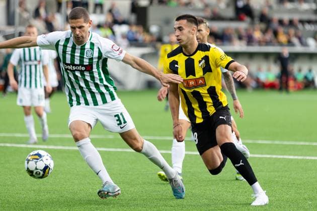 230817 Stipe Vucur of Zalgiris Vilnius and Srdan Hrstic of Häcken during the UEFA Europa League qualification match between BK Häcken and Zalgiris Vilnius on August 17, 2023 in Göteborg Photo Michael Erichsen BILDBYRAN COP 89 MI0522 bbeng bk häcken football fotball fotboll fotboll kval qualification qualifying round soccer uefa europa league zalgiris vilnius  Copyright: MICHAELxERICHSEN BB230817MI101