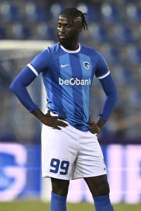 Genk s Tolu Toluwalase Arokodare looks dejected after a soccer game between Belgian KRC Genk and Greek Olympiacos F.C., Thursday 17 August 2023 in Genk, the second leg of the third qualifying round for the UEFA Europa League competition. JOHAN EYCKENS JohanxEyckens  x72172738x