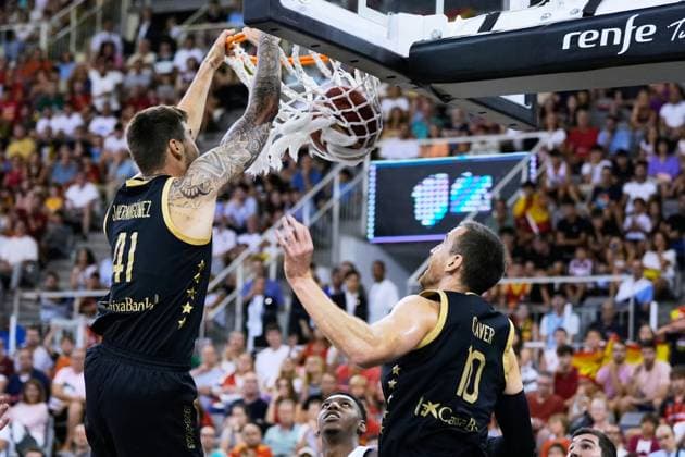 August 17, 2023, GRANADA, GRANADA, SPAIN: Juancho Hernangomez of Spain in action during City of Granada Tournament for the Centenary of the FEB, basketball match played between Spain and Canada at Palacio de Deportes on August 17, 2023, in Granada, Spain. GRANADA SPAIN - ZUMAa181 20230817_zaa_a181_030 Copyright: xJoaquinxCorcherox