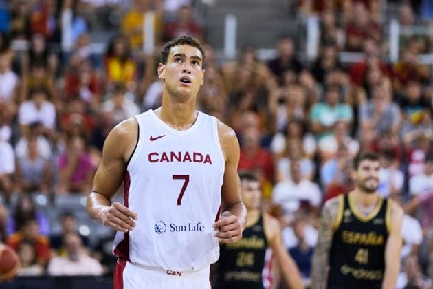 August 17, 2023: Powell of Canada looks on during City of Granada Tournament for the Centenary of the FEB, basketball match played between Spain and Canada at Palacio de Deportes on August 17, 2023, in Granada, Spain. - ZUMAa181 20230817_zaa_a181_058 Copyright: xJoaquinxCorcherox