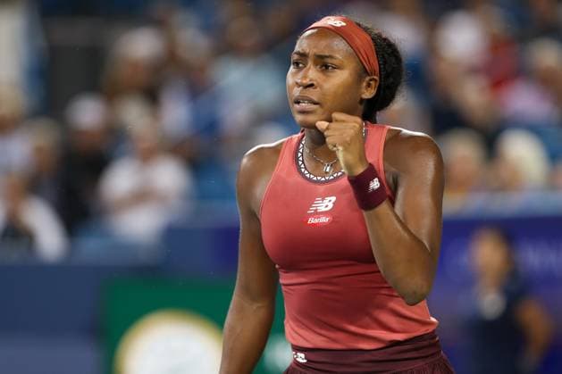 CINCINNATI, OH - AUGUST 17: Coco Gauff of the United States reacts during the third round at the Western & Southern Open at Lindner Family Tennis Center on August 17, 2023 in Mason, Ohio. (Photo by Ian Johnson Icon Sportswire) TENNIS: AUG 17 Western & Southern Open EDITORIAL USE ONLY Icon230817066
