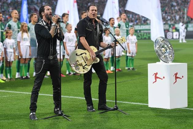 Soccer 1 Bundesliga 1 Matchday SV Werder Bremen FC Bayern Munich on 18 08 2023 at Wohninvest Weserstadion in Bremen The BossHoss play the national anthem DFL regulations prohibit any use of photographs as image sequences and or quasi video xRx