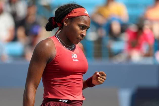 CINCINNATI, OH - AUGUST 18: Coco Gauff of the United States reacts during the fourth round at the Western & Southern Open at Lindner Family Tennis Center on August 18, 2023 in Mason, Ohio. (Photo by Ian Johnson Icon Sportswire) TENNIS: AUG 18 Western & Southern Open EDITORIAL USE ONLY Icon230818049