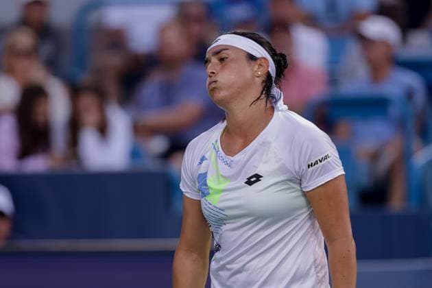 August 18, 2023, Mason, Ohio, USA: Ons Jabeur (TUN) reacts to a shot during FridayÃ¢â‚¬â ¢s round of the Western and Southern Open at the Lindner Family Tennis Center, Mason, Oh. Mason USA - ZUMAs304 20230818_zaf_s304_194 Copyright: xScottxStuartx