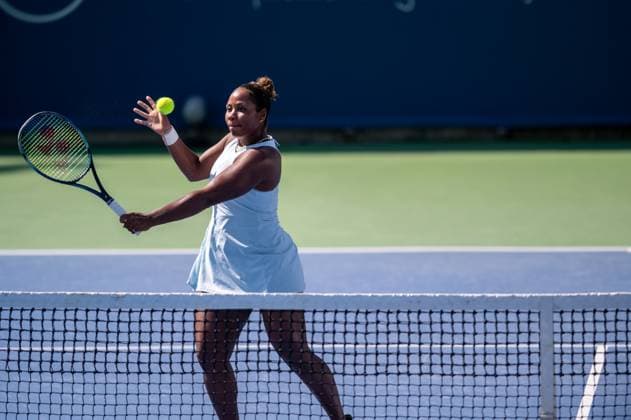 Quarterfinals Matches: Western & Southern Open Taylor Townsend is seen during her quarterfinals match at the Western & Southern Open at the Lindner Family Tennis Center on Friday, August 18, 2023 in Cincinnati, Ohio. Townsend and Parks defeated Krawczyk and Schuss 4-6, 6-0, 10-6. Cincinnati, OH Ohio United States  Copyright: xJasonxWhitmanx originalFilename:whitman-quarterf230818_npAR1.jpg