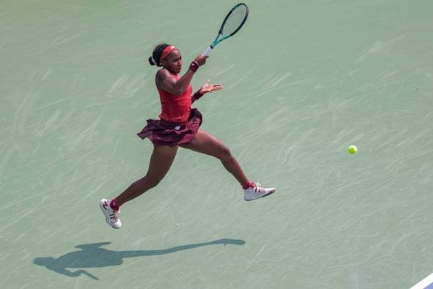 August 19, 2023, Mason, Ohio, USA: Coco Gauff (USA) hits a forehand shot during SaturdayÃ¢â‚¬â ¢s round of the Western and Southern Open at the Lindner Family Tennis Center, Mason, Oh. Mason USA - ZUMAs304 20230819_zaf_s304_046 Copyright: xScottxStuartx