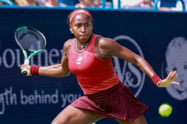 August 19, 2023, Mason, Ohio, USA: Coco Gauff (USA) hits a forehand shot during SaturdayÃ¢â‚¬â ¢s round of the Western and Southern Open at the Lindner Family Tennis Center, Mason, Oh. Mason USA - ZUMAs304 20230819_zaf_s304_047 Copyright: xScottxStuartx
