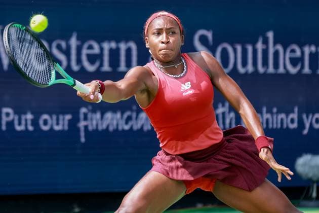 Sport Bilder des Tages August 19, 2023, Mason, Ohio, USA: Coco Gauff (USA) hits a forehand shot during SaturdayÃ¢â‚¬â ¢s round of the Western and Southern Open at the Lindner Family Tennis Center, Mason, Oh. Mason USA - ZUMAs304 20230819_zaf_s304_056 Copyright: xScottxStuartx