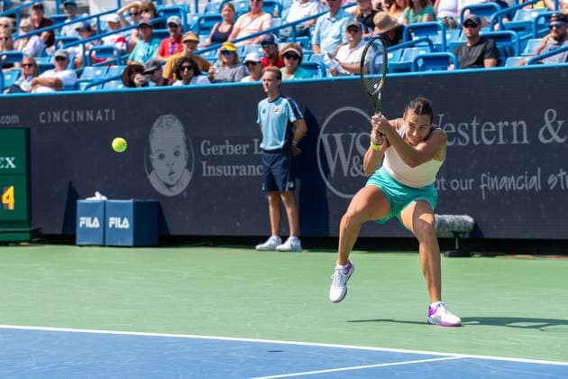 Western & Southern Open - Day 7 - Muchova v. Sabalenka Semifinals Aryna Sabalenka is seen during her semifinals match against Karolina Muchova at the Western & Southern Open at the Lindner Family Tennis Center on Saturday, August 19, 2023 in Cincinnati, Ohio. Muchova defeated Sabalenka 7-6(4), 6-3, 6-2 Cincinnati, OH United States  Copyright: xJasonxWhitmanx originalFilename:whitman-semifina230819_npO21.jpg