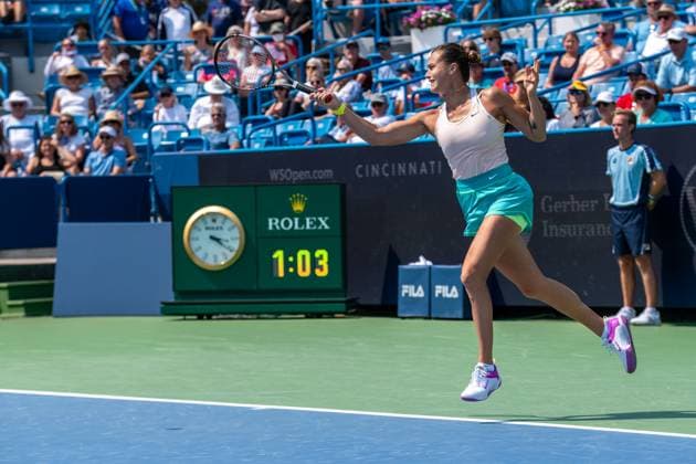 Western & Southern Open - Day 7 - Muchova v. Sabalenka Semifinals Aryna Sabalenka is seen during her semifinals match against Karolina Muchova at the Western & Southern Open at the Lindner Family Tennis Center on Saturday, August 19, 2023 in Cincinnati, Ohio. Muchova defeated Sabalenka 7-6(4), 6-3, 6-2 Cincinnati, OH United States  Copyright: xJasonxWhitmanx originalFilename:whitman-semifina230819_npmG7.jpg