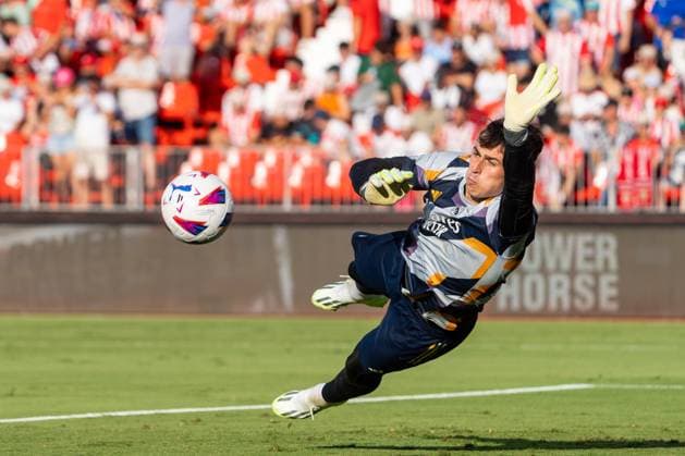 August 19, 2023, Almeria, Spain: Kepa Arrizabalaga seen in action during the LaLiga EA Sports 2023 2024 match between UD Almeria and Real Madrid at Power Horse Stadium..Final Score: UD Almeria 1:3 Real Madrid Almeria Spain - ZUMAs197 20230819_aaa_s197_056 Copyright: xFrancisxGonzalezx