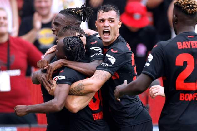 Bilder des Jahres 2023, Sport 08 August Sport Themen der Woche KW33 WIRTZ Florian Team Bayer 04 Leverkusen jubelt nach seinem Tor mit XHAKA Granit DFL Fussball Bundesliga Saison 2023 - 2024 Spiel Bayer 04 Leverkusen - RB Leipzig 3 : 2 am 19.08.2023 in Leverkusen DFL REGULATIONS PROHIBIT ANY USE OF PHOTOGRAPHS as IMAGE SEQUENCES and or QUASI-VIDEO *** WIRTZ Florian Team Bayer 04 Leverkusen cheers after his goal with XHAKA Granit DFL Fussball Bundesliga Saison 2023 2024 Spiel Bayer 04 Leverkusen RB Leipzig 3 2 am 19 08 2023 in Leverkusen DFL REGULATIONS PROHIBIT ANY USE OF PHOTOGRAPHS as IMAGE SEQUENCES and or QUASI VIDEO Copyright: xLacixPerenyix