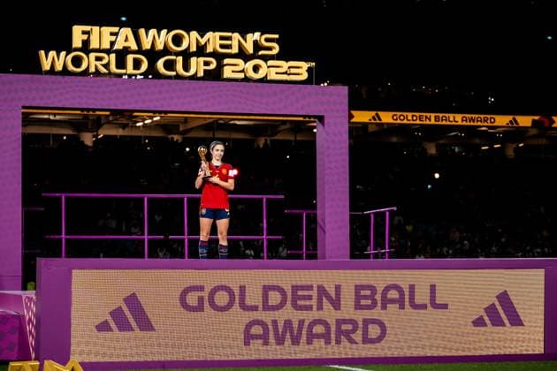 230820 Aitana Bonmati of Spain with the golden ball award after the FIFA Women s World Cup final between Spain and England on August 20, 2023 in Sydney Photo Jon Olav Nesvold BILDBYRAN COP 217 MB0706 football soccer fotballs voetbals vm verdensmästerskap vm fifa womens world cup final spanien england spain 32 dam bbeng fotball vm verdensmesterskap kvinner women  Copyright: JONxOLAVxNESVOLD BB230820JE146