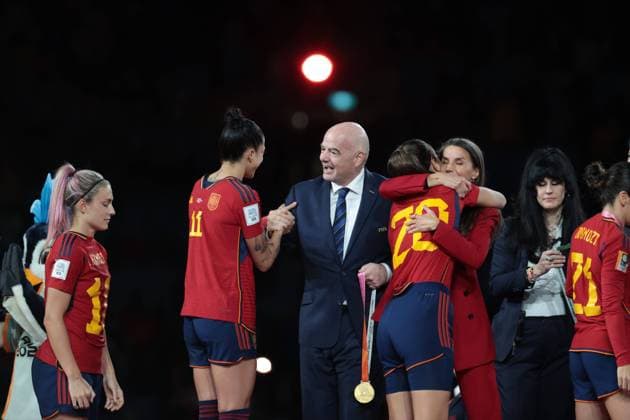 Sydney, Australia, August 20 2023: Gianni Infantino and Jennifer Hermoso of Spain during the 2023 FIFA Womens World Cup 2023 Final match between Spain v England at Australia Stadium, Sydney, Australia. Final score: Spain 1 - England 0. (Patricia PÃ rez Ferraro SPP) Copyright: xPatriciaxPÃ rezxFerrarox xSPPx spp-en-PaPFeSp-A73I9780
