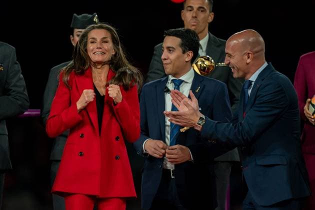 Sydney, Australia, August 20th 2023: Queen Letizia of Spain jumps during the FIFA Womens World Cup 2023 Final football match between Spain and England at Stadium Australia in Sydney, Australia. (Noe Llamas SPP) Copyright: xNoexLlamasx xSPPx spp-en-NoLlSp-20230820-NLA04325