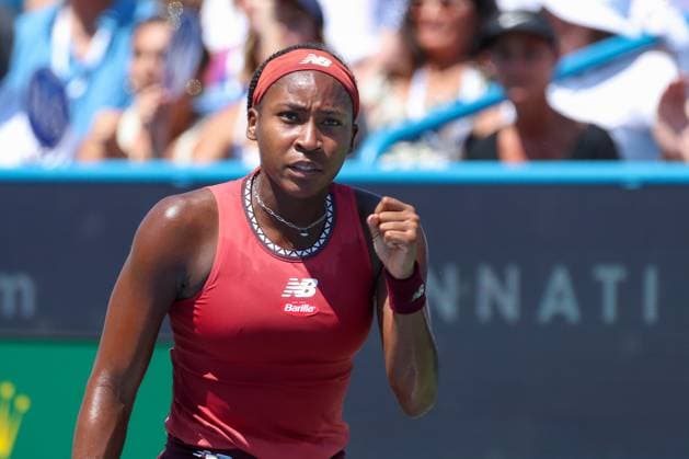 CINCINNATI, OH - AUGUST 20: Coco Gauff of the United States reacts during the final round at the Western & Southern Open at Lindner Family Tennis Center on August 20, 2023 in Mason, Ohio. (Photo by Ian Johnson Icon Sportswire) TENNIS: AUG 20 Western & Southern Open EDITORIAL USE ONLY Icon230820012