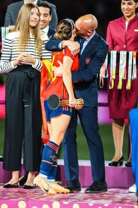 August 20, 2023, Sydney, New South Wales, Australia: SYDNEY, AUSTRALIA - AUGUST 20: Spanish football federation president Luis Rubiales kisses Aitana BONMATI of Spain after Spain beat England in the final of the FIFA Women s World Cup Australia & New Zealand 2023 at Stadium Australia on August 20, 2023 Sydney Australia - ZUMAp121 20230820_zsp_p121_136 Copyright: xChrisxPutnamx