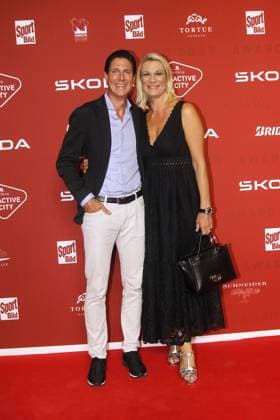 Maria Hoefl Riesch and her husband Marcus Hoefl at the presentation of the Sport Bild Award on 21 08 2023 in Hamburg Sport Bild Award 2023 presentation in Hamburg