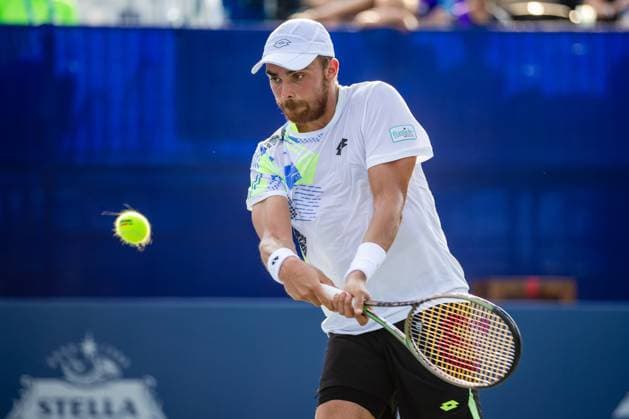 August 22, 2023: Benjamin Bonzi returns the ball during the second round of the 2023 Winston-Salem Open at Wake Forest Tennis Complex in Wnston-Salem, NC. ( ) Wnston-Salem United States - ZUMAc04_ 20230822_zma_c04_078 Copyright: xScottxKinserx