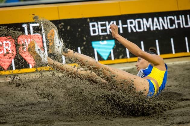 World Athletics Championships Budapest 23; Hungary, 23.08.2023 Maryna BEKH-ROMANCHUK of UKRAINE (UKR) competes in the qualification of the womens triple jump at the World Athletics Championships Budapest 23 in Budapest, on Wednesday, August 23, 2023 *** World Athletics Championships Budapest 23 Hungary, 23 08 2023 Maryna BEKH ROMANCHUK of UKRAINE UKR competes in the qualification of the womens triple jump at the World Athletics Championships Budapest 23 in Budapest, on Wednesday, August 23, 2023 Copyright: xBEAUTIFULxSPORTS OlafxRellischx
