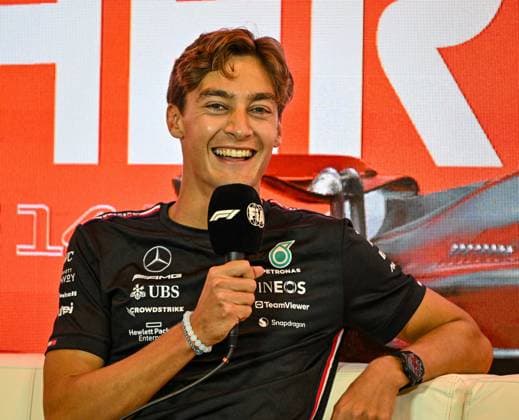 24th August 2023; Circuit Zandvoort, Zandvoort, North Holland, Netherlands; Formula 1 Heineken Dutch Grand Prix 2023; Arrivals and Inspection Day; George Russell (GBR) enjoys a question at the drivers press conference, PK, Pressekonferenz  ActionPlus12546457 GodfreyxPitt