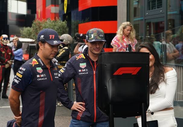 24 08 2023, Circuit Park Zandvoort, Zandvoort, FORMULA 1 HEINEKEN DUTCH GRAND PRIX 2023 , in picture Sergio Perez MEX , Oracle Red Bull Racing, Max Verstappen NLD , Oracle Red Bull Racing Zandvoort Circuit Park Zandvoort Netherlands  eu-images-506