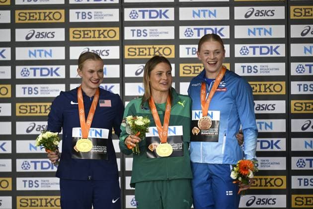 Athletics, World Championships in Budapest, Womens Pole Vault, Award Ceremony