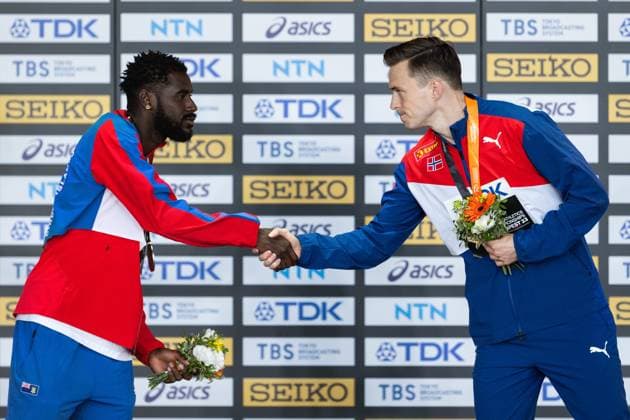 Athletics, World Championships in Budapest, Mens 400m Hurdles, Award Ceremony