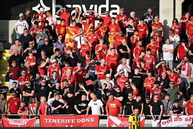 Aberdeen s supporters during the UEFA Europa League play off, first leg match, between BK Hacken and Aberdeen FC at Hisingen Arena in Gothenburg, Sweden, on Aug 24, 2023 GOTHENBURG SWEDEN SOCCER x9200x  Copyright: xBjörnxLarssonxRosvall TTx SWEDEN EUROPA LEAGUE HACKEN-ABERDEEN