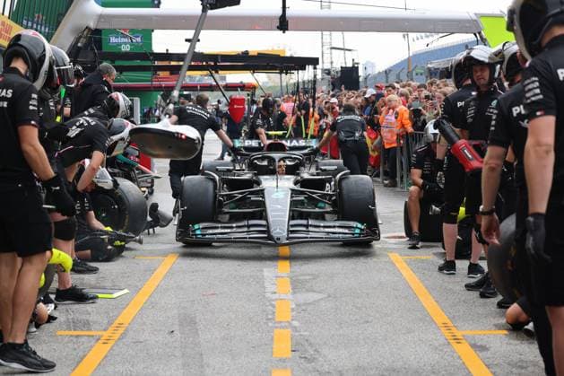 Pitstop Practice, Mercedes AMG Petronas F1, Media Day, Dutch Grand Prix, Motorsport, Formula 1, 2023 season, 24 08 2023 NLD, Formula 1, CM Circuit Zandvoort, Media Day Zandvoort Copyright: xEibner-Pressefoto Grafx EP_AGF