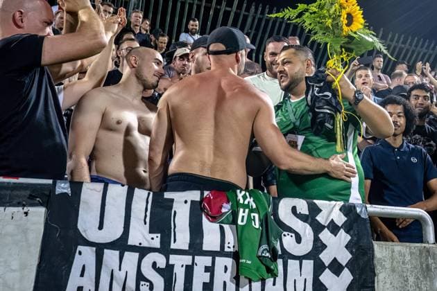 Sport Bilder des Tages RAZGRAD, Bulgaria, 24-08-2023, football, Huvepharma Arena, Europa Leageu qualification, season 2023 2024, during the match Ludogorets - Ajax, Supporters of Ajax, supporters of Ludogorets Ludogorets - Ajax  x22053889x Copyright: