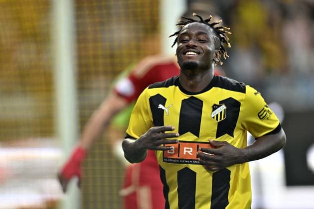 GÖTEBORG 20230824 Häckens Ibrahim Sadiq during Thursdays Europa League play off, first match, between BK Häcken and Aberdeen FC at Bravida arena GÖTEBORG SVERIGE x9200x  Copyright: xBjörnxLarssonxRosvall TTx EUROPA LEAGUE HÄCKEN-ABERDEEN