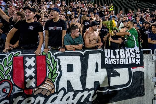 RAZGRAD, Bulgaria, 24-08-2023, football, Huvepharma Arena, Europa Leageu qualification, season 2023 2024, during the match Ludogorets - Ajax, Supporters of Ajax, supporters of Ludogorets Ludogorets - Ajax  x22053890x Copyright: