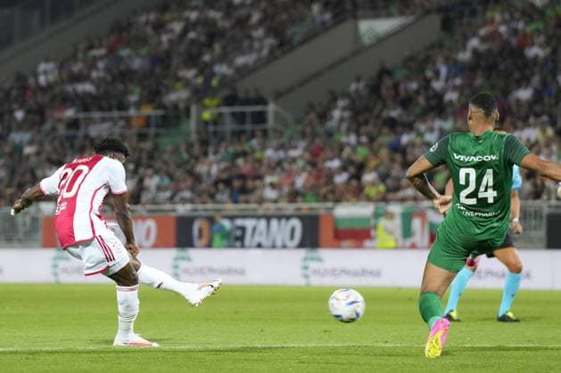 RAZGRAD, Bulgaria, 24-08-2023, football, Huvepharma Arena, Europa Leageu qualification, season 2023 2024, during the match Ludogorets - Ajax, Ajax player Mohammed Kudus scoring the 0-1 Ludogorets - Ajax  x22054018x Copyright:
