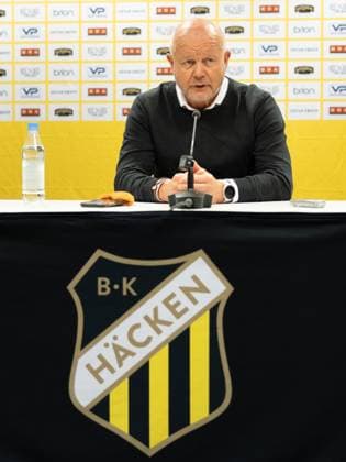 230824 Head coach Per Mathias Hogmo of Häcken during the press conference after the UEFA Europa League play off match between Häcken and Aberdeen on August 24, 2023 in Göteborg Photo Michael Erichsen BILDBYRAN COP 89 MI0526 aberdeen bbeng football fotball fotboll fotboll häcken soccer uefa europa league  Copyright: MICHAELxERICHSEN BB230824MI052