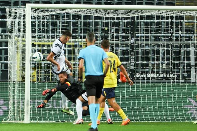 Fußball, EL Quali, Royale Union Saint Gilloise - FC Lugano Lugano s Albian Hajdari scores a goal during a soccer game between Belgian Royale Union Saint Gilloise and Swiss FC Lugano, Thursday 24 August 2023 in Brussels, the first leg of the play-off for the UEFA Europa League competition. DAVIDxPINTENS  x72516702x