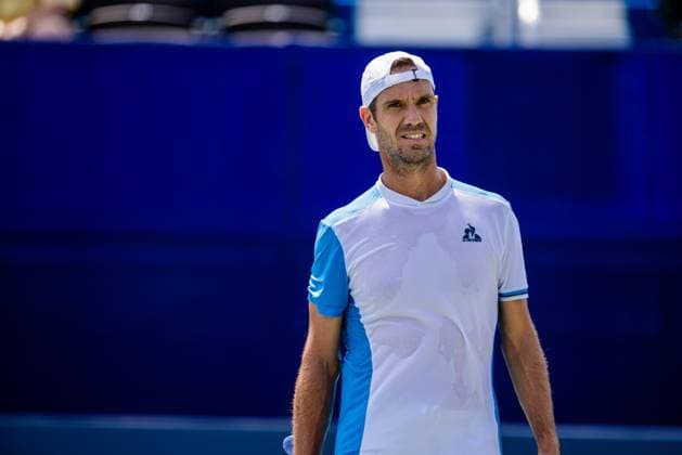 August 24, 2023: Richard Gasquet during the quarterfinals of the 2023 Winston-Salem Open at Wake Forest Tennis Complex in Wnston-Salem, NC. ( CSM) Wnston-Salem United States - ZUMAc04_ 20230824_zma_c04_013 Copyright: xScottxKinserx