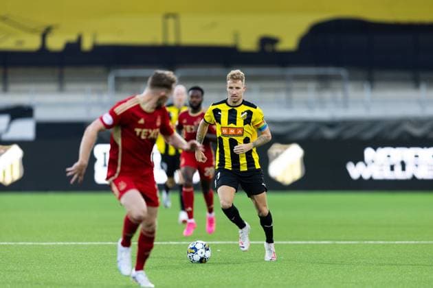 230824 Samuel Gustafson of Häcken during the UEFA Europa League play off match between Häcken and Aberdeen on August 24, 2023 in Göteborg Photo Michael Erichsen BILDBYRAN COP 89 MI0526 aberdeen bbeng football fotball fotboll fotboll häcken soccer uefa europa league  Copyright: MICHAELxERICHSEN BB230824MI108