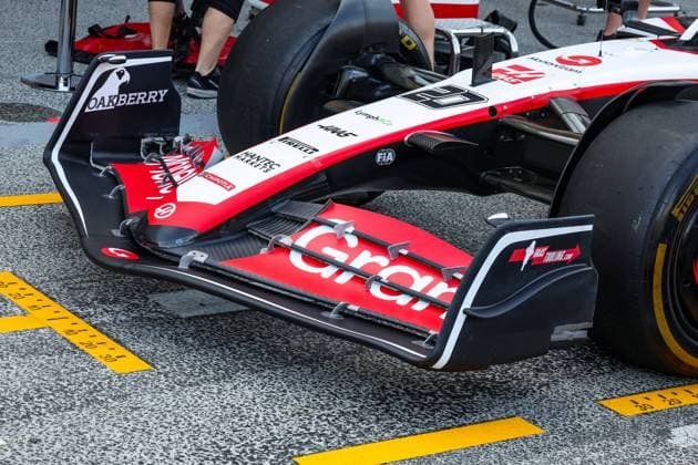 Haas F1 Team VF-23 Ferrari, Mechanical detail of the front wing and nose during the 2023 Formula 1 Heineken Dutch Grand Prix, 13th round of the 2023 Formula One World Championship, WM, Weltmeisterschaft from August 25 to 28, 2023 on the Zandvoort Circuit, in Zandvoort, Netherlands - F1 - DUTCH GRAND PRIX 2023 DPPI Panoramic  00123030_G0OD9122