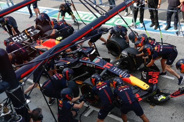Oracle Red Bull Racing team during pit stop practice, F1 Grand Prix of the Netherlands at Circuit Zandvoort on August 25, 2023 in Zandvoort, Netherlands Photo by HOCH ZWEI Zandvoort Netherlands