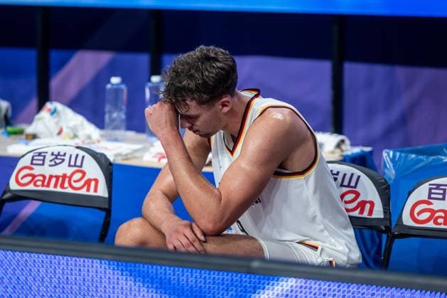 Basketball Okinawa 25 08 2023 FIBA Basketball World Cup 2023 World Cup Men Preliminary Round Germany GER Japan JPN Franz Wagner Germany, No 09 injured and down